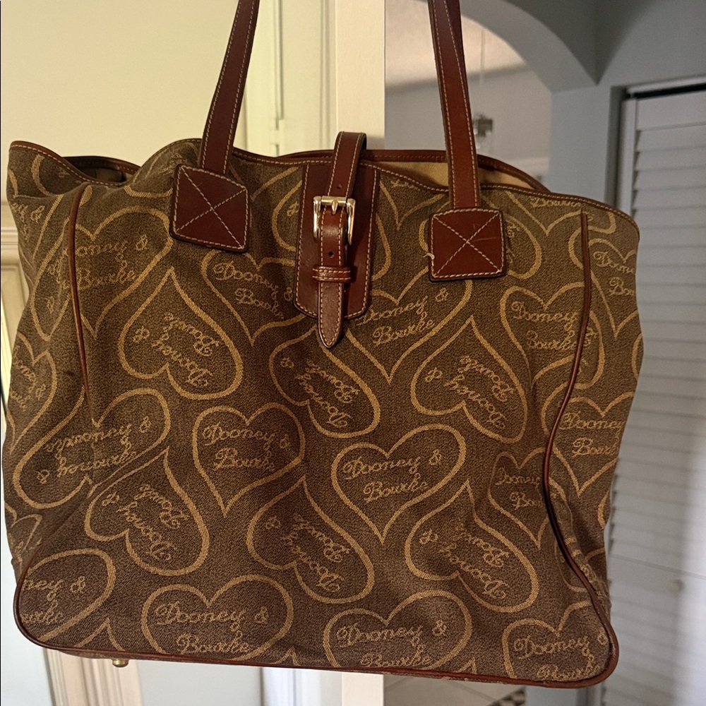 Dooney & Bourke Tan Heart Pattern Tote